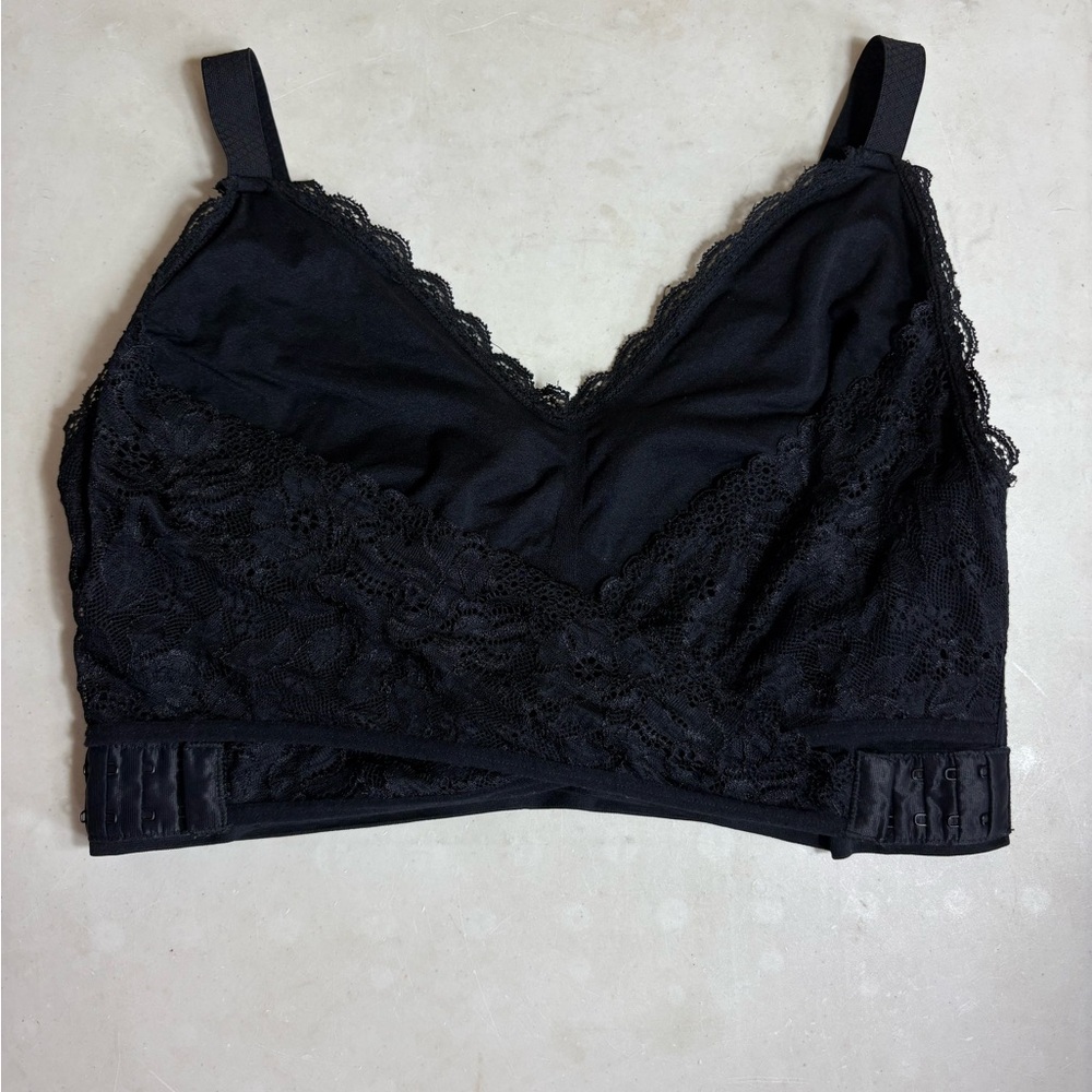 Cara Mia Black Lace Criss Cross Comfort Lift Support Bra Bralette Size 3X
